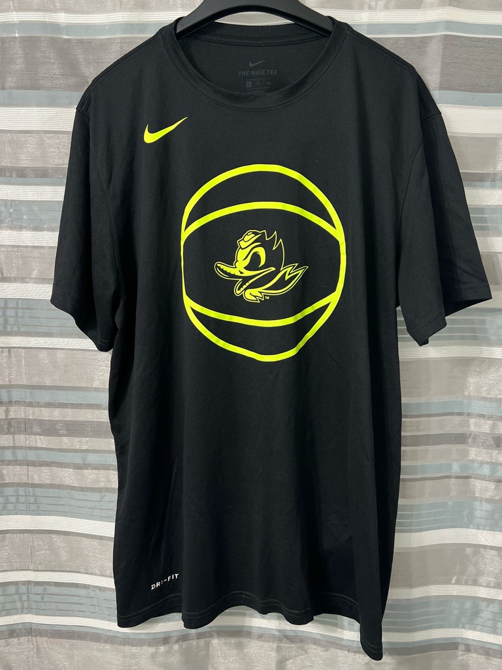 Nike Oregon Ducks Black Dri-FIT Tee with Neon Yellow Logo